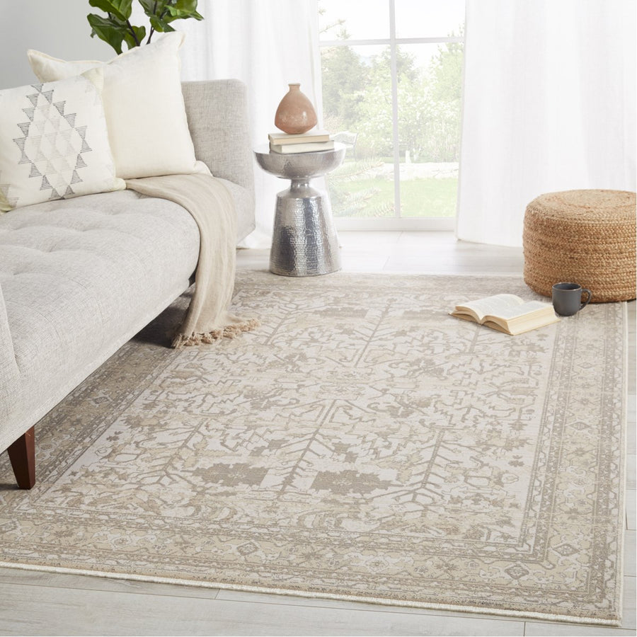 Jaipur Vienne Valentin Oriental Floral Cream Light Gray VNE05 Rug