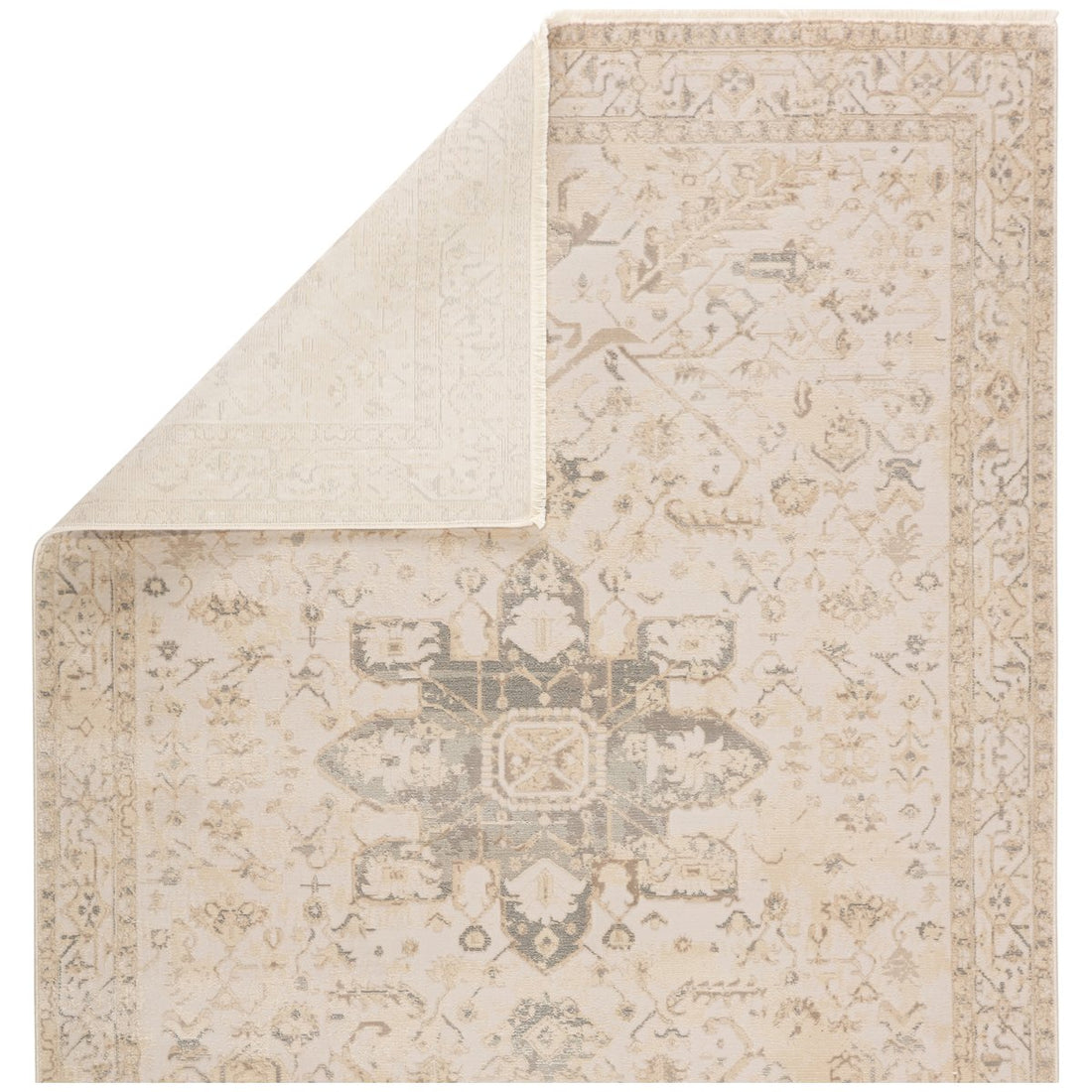 Jaipur Vienne Lucien Medallion Border Cream Light Gray VNE06 Rug