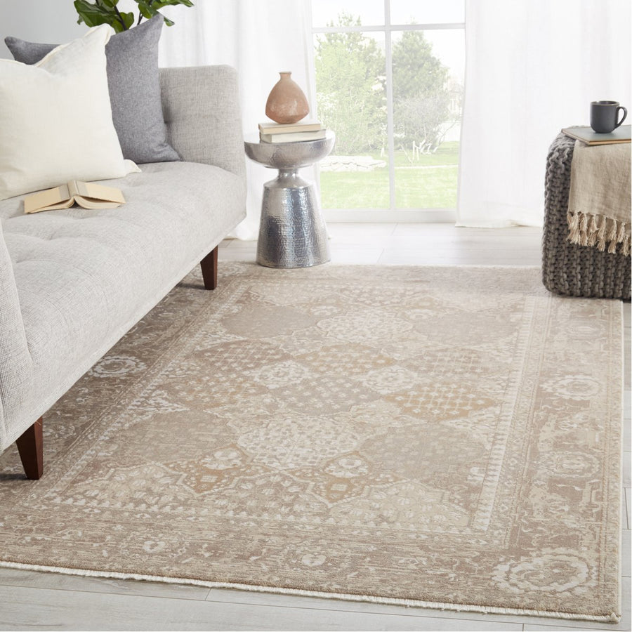 Jaipur Vienne Lourdes Trellis Oriental Gold Light Gray VNE10 Rug