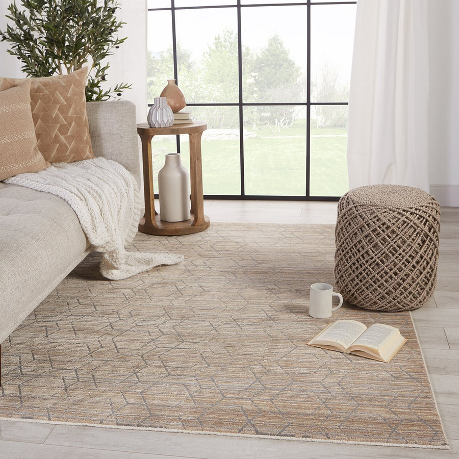 Jaipur Vienne Cavendish Trellis Geometric Tan Gray VNE12 Rug