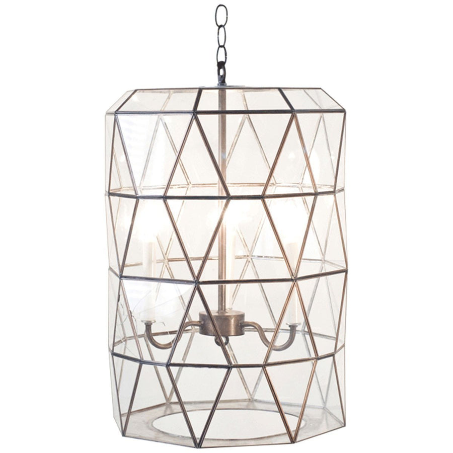 Worlds Away Large Faceted Glass Lantern MODERNA