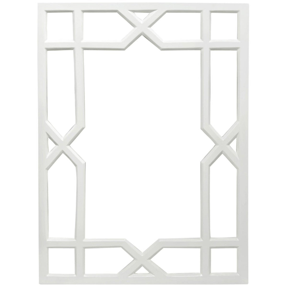 Worlds Away White Lacquer Treills Mirror VERO