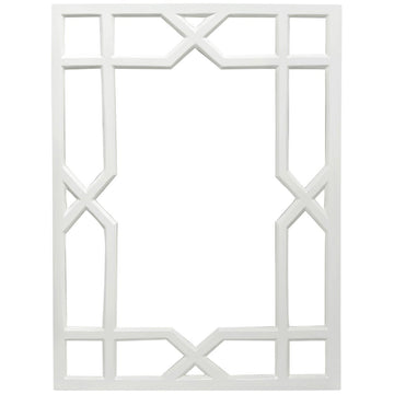 Worlds Away White Lacquer Treills Mirror VERO