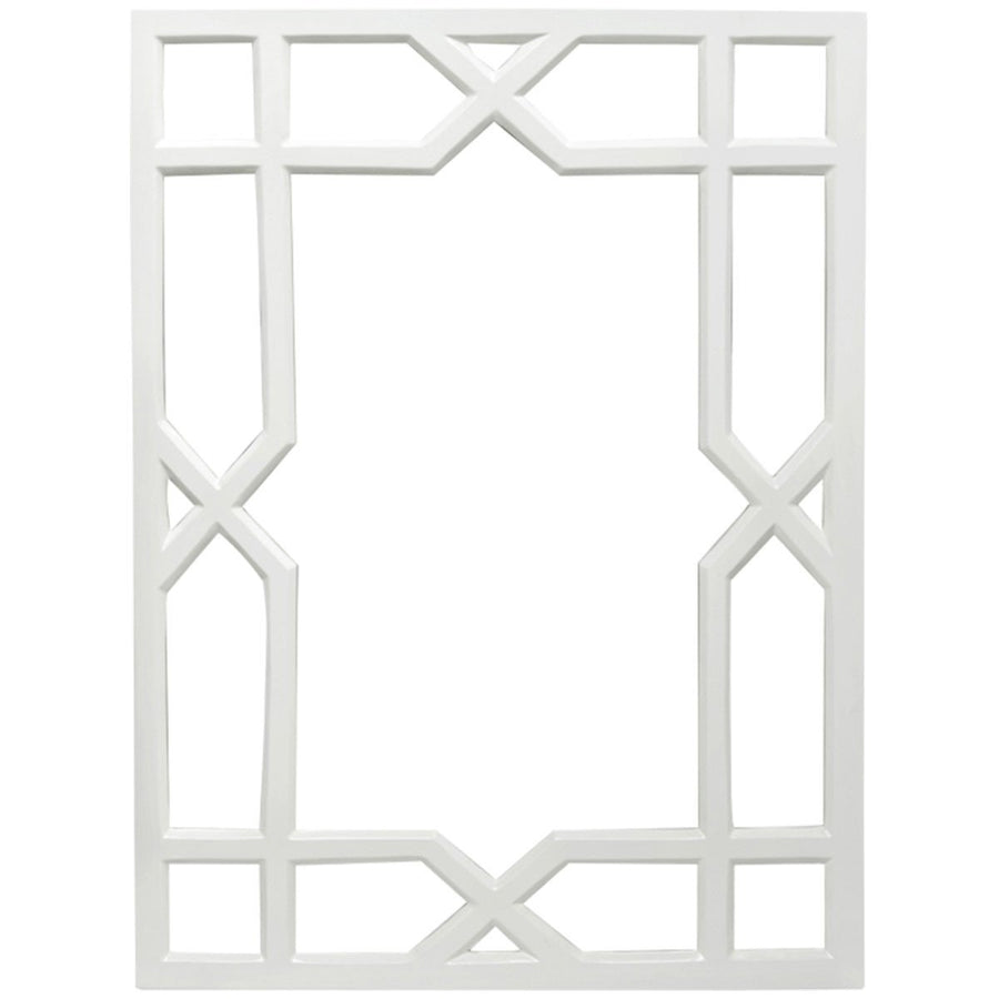 Worlds Away White Lacquer Treills Mirror VERO