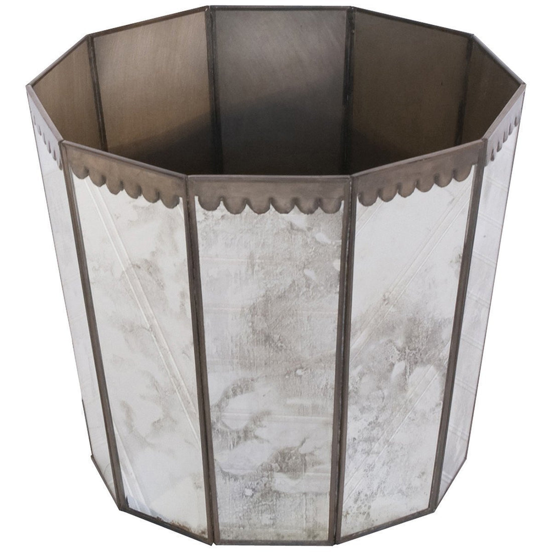 Worlds Away Antique Mirror Hexagonal Wastebasket