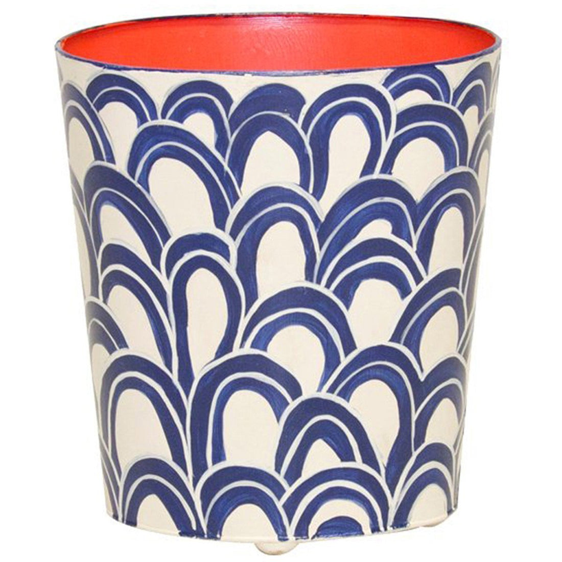 Worlds Away Oval Orange Wastebasket