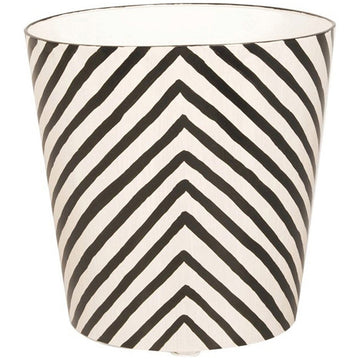 Worlds Away Oval Zebra Wastebasket