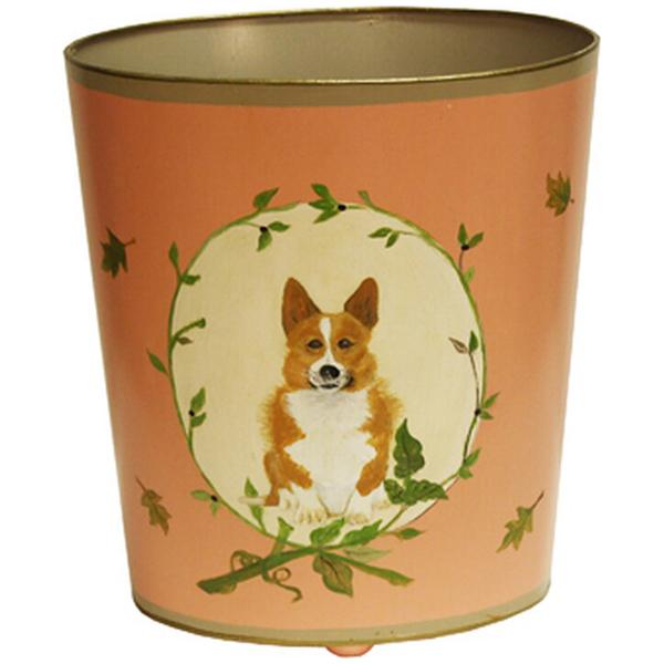 Worlds Away Corgi Wastebasket