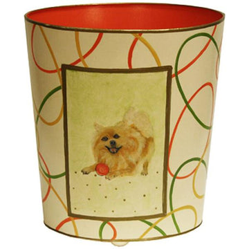 Worlds Away Pomeranian Wastebasket