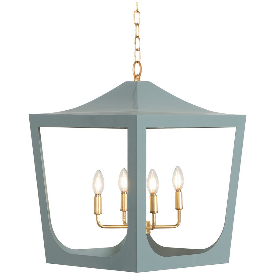 Worlds Away Modern Pagoda Lantern with 4-Light Gold Leaf Cluster