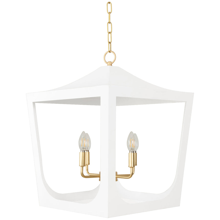 Worlds Away Modern Pagoda Lantern with 4-Light Gold Leaf Cluster