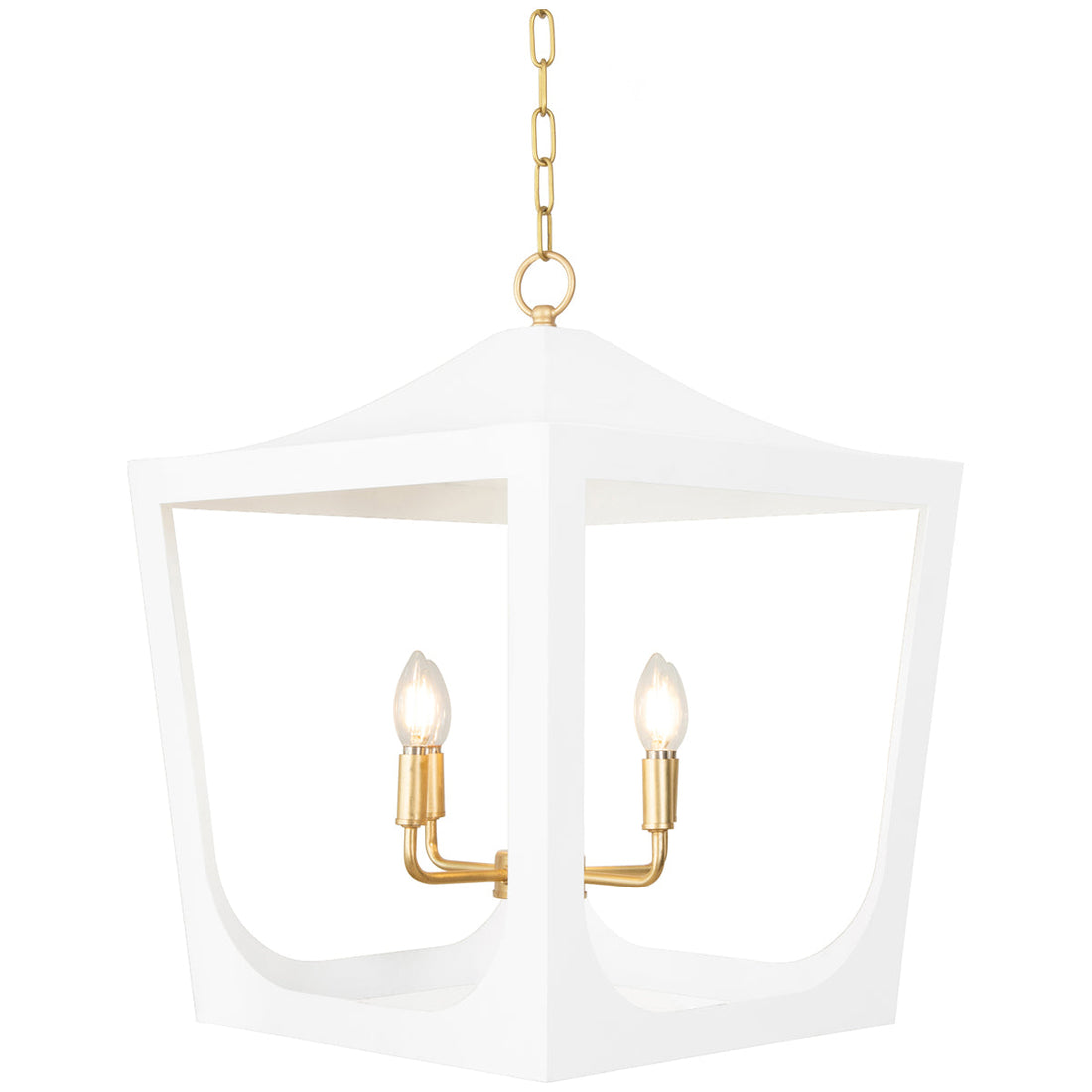 Worlds Away Modern Pagoda Lantern with 4-Light Gold Leaf Cluster