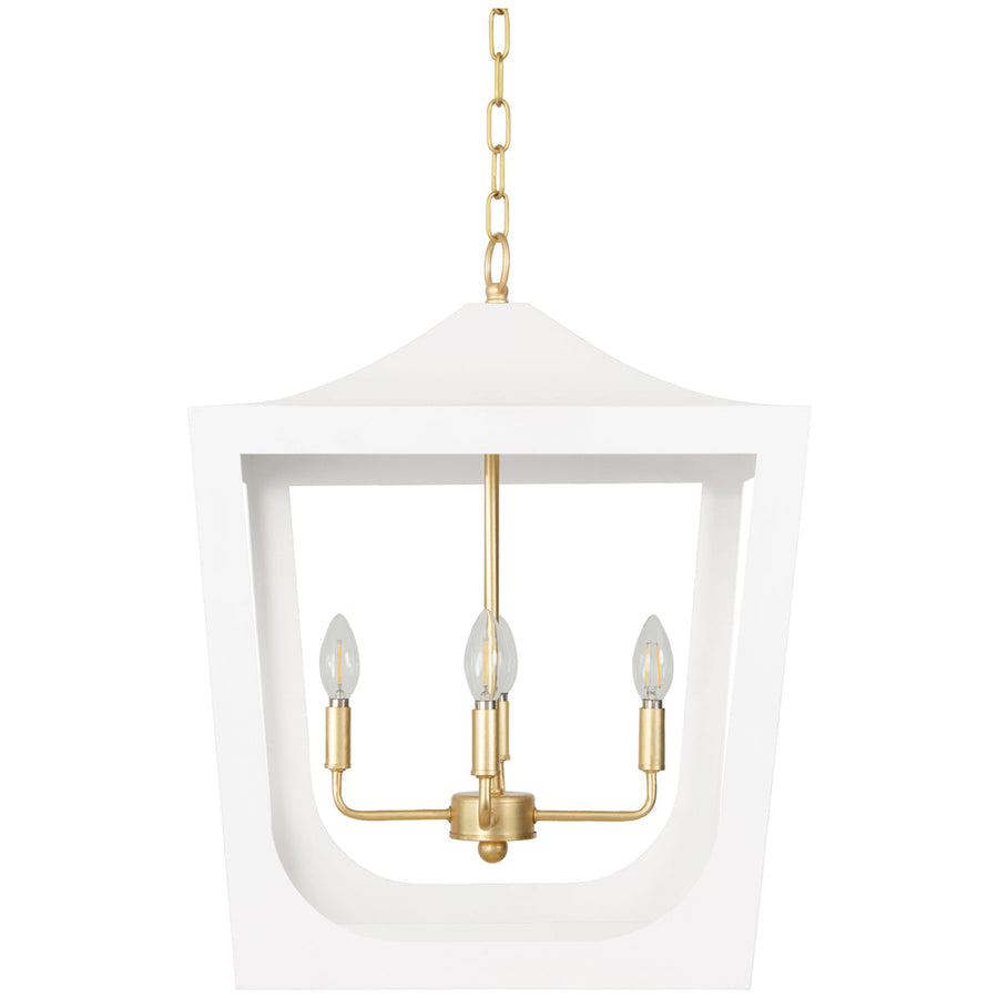 Worlds Away Modern Pagoda Lantern with 4-Light Gold Leaf Cluster