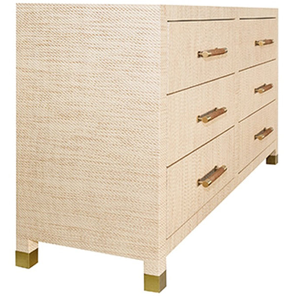 Worlds Away 6-Drawer Chest with Rattan Wrapped Handles