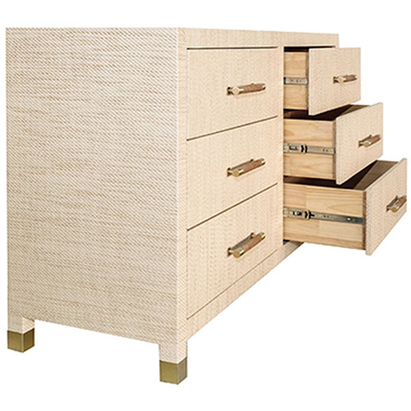 Worlds Away 6-Drawer Chest with Rattan Wrapped Handles