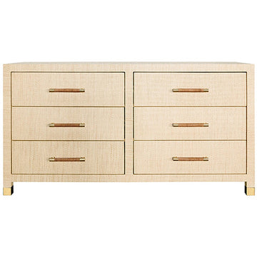 Worlds Away 6-Drawer Chest with Rattan Wrapped Handles