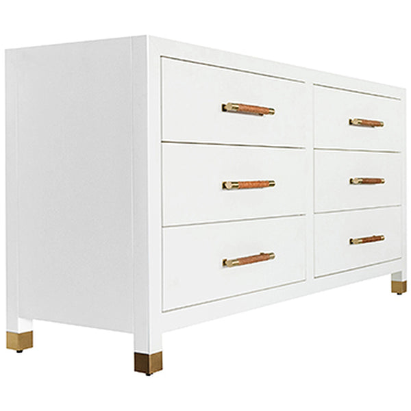 Worlds Away 6-Drawer Chest in Matte White Lacquer