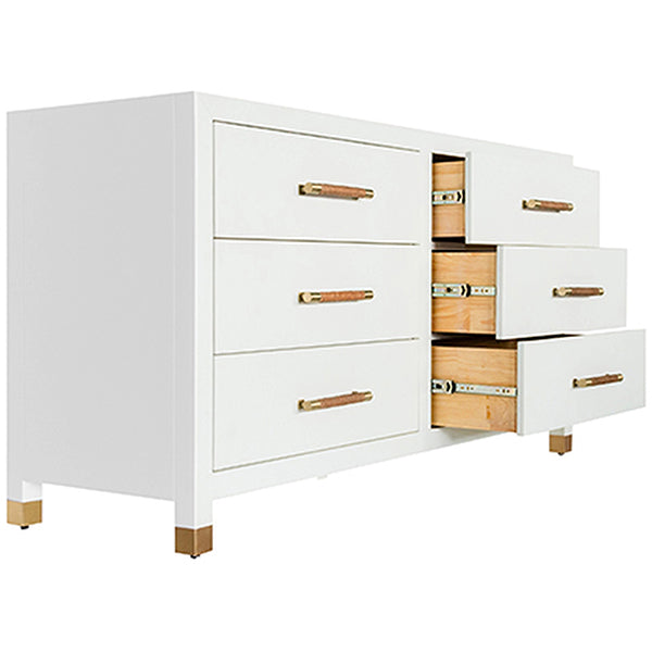 Worlds Away 6-Drawer Chest in Matte White Lacquer