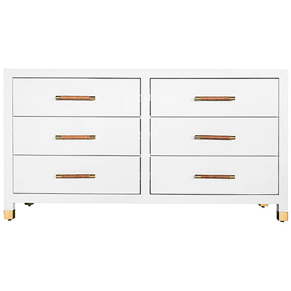 Worlds Away 6-Drawer Chest in Matte White Lacquer