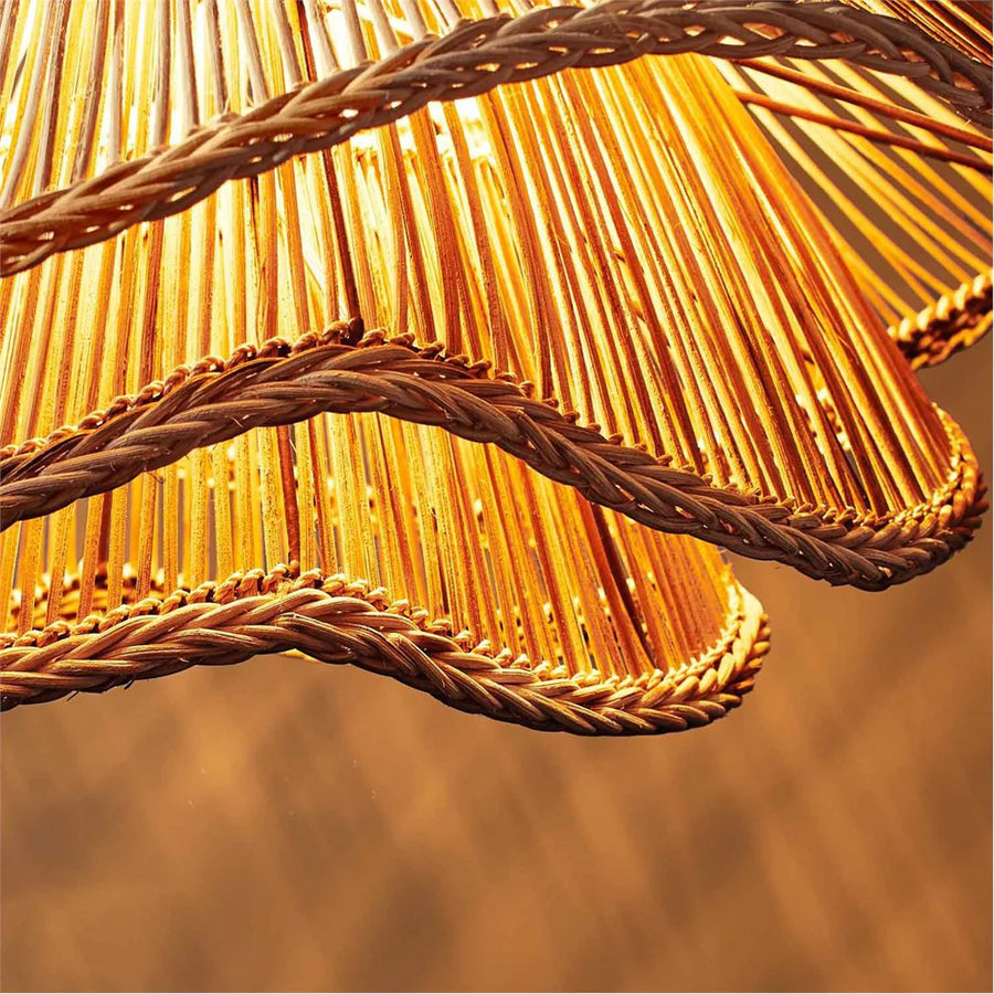 Made Goods Alondra Wavy Rattan 30-Inch Chandelier