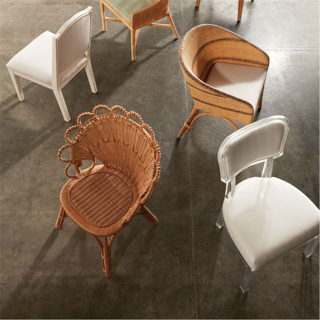 Made Goods Aaliyah Curved Acrylic Dining Chair in Rhone Leather