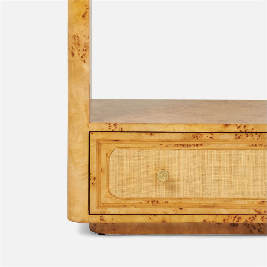 Made Goods Beaumont Double Burl Nightstand with Raffia Panels