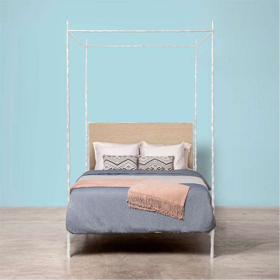 Made Goods Brennan Short Textured Iron Canopy Bed in Severn Canvas