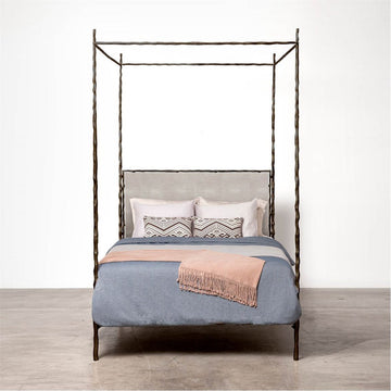 Made Goods Brennan Tall Textured Canopy Bed in Severn Canvas