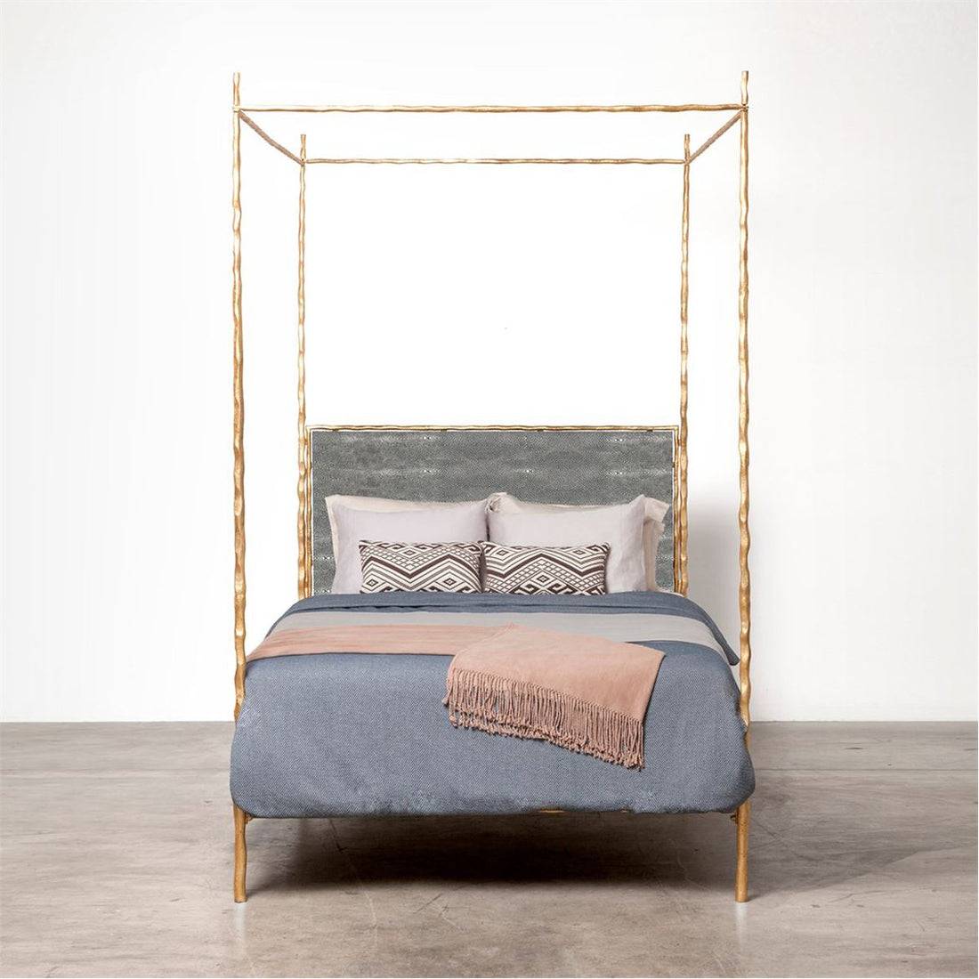 Made Goods Brennan Tall Textured Canopy Bed in Brenta Cotton Jute