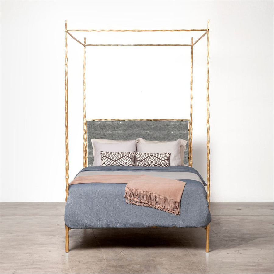 Made Goods Brennan Tall Textured Canopy Bed in Severn Canvas