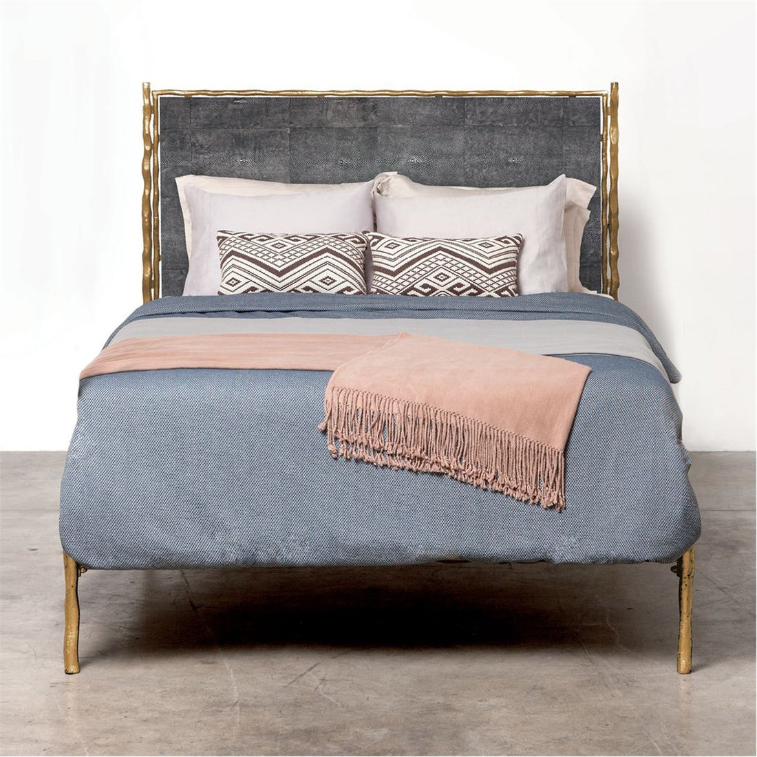 Made Goods Brennan Textured Bed in Beige Crystal Stone