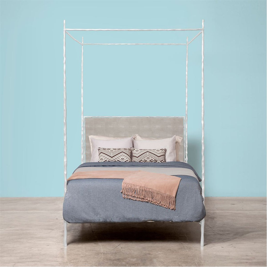 Made Goods Brennan Tall Textured Canopy Bed in Brenta Cotton Jute