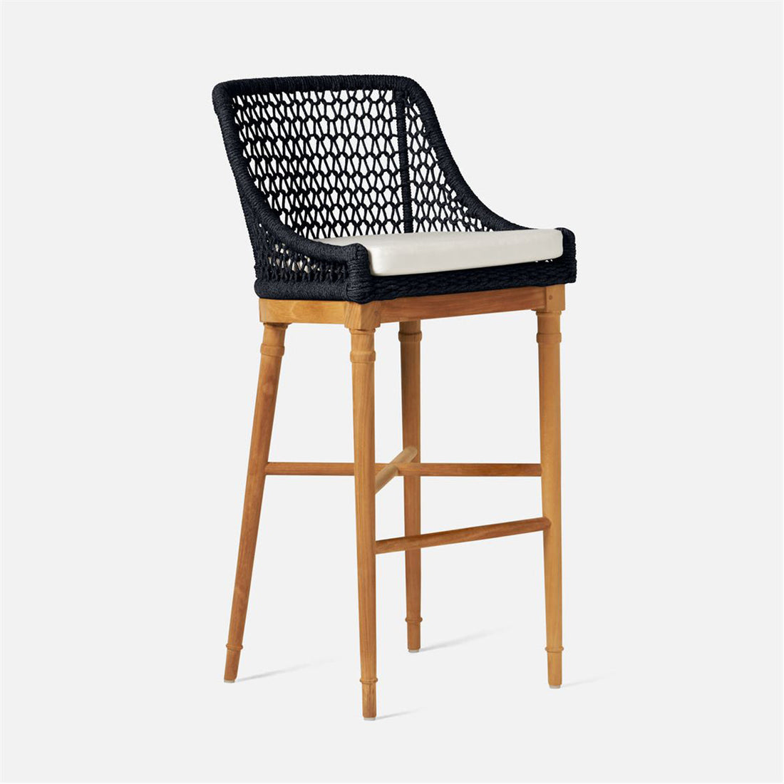 Made Goods Chadwick Woven Rope Outdoor Bar Stool in Alsek Fabric