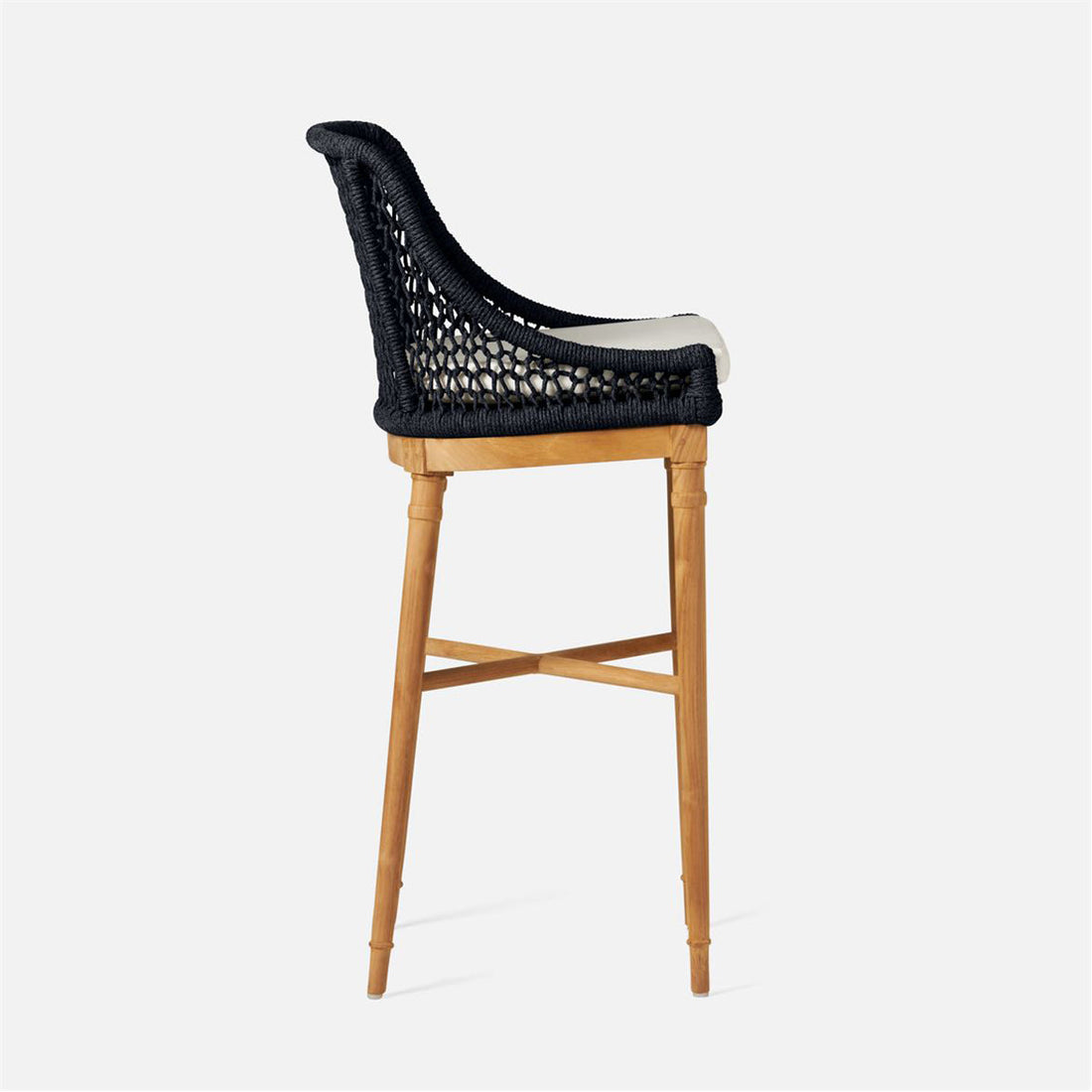 Made Goods Chadwick Woven Rope Outdoor Bar Stool in Weser Fabric