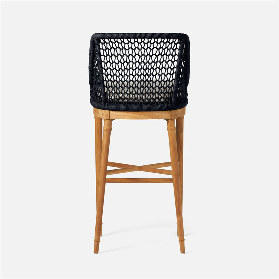 Made Goods Chadwick Woven Rope Outdoor Bar Stool in Pagua Fabric