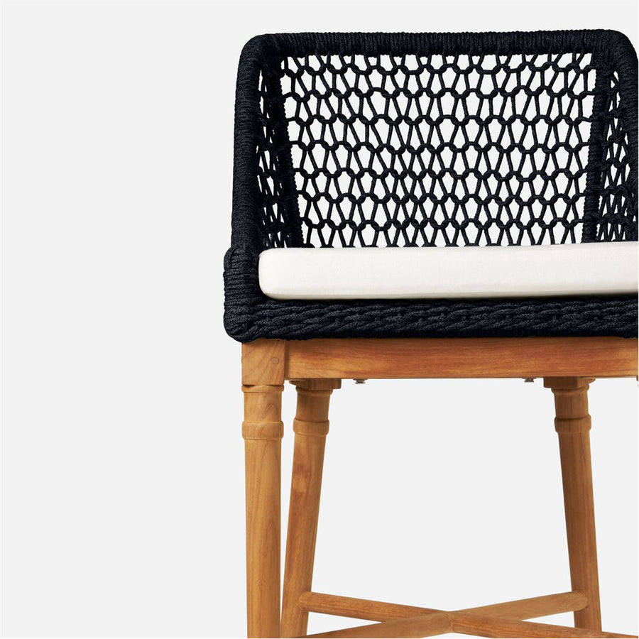 Made Goods Chadwick Woven Rope Outdoor Bar Stool in Volta Fabric