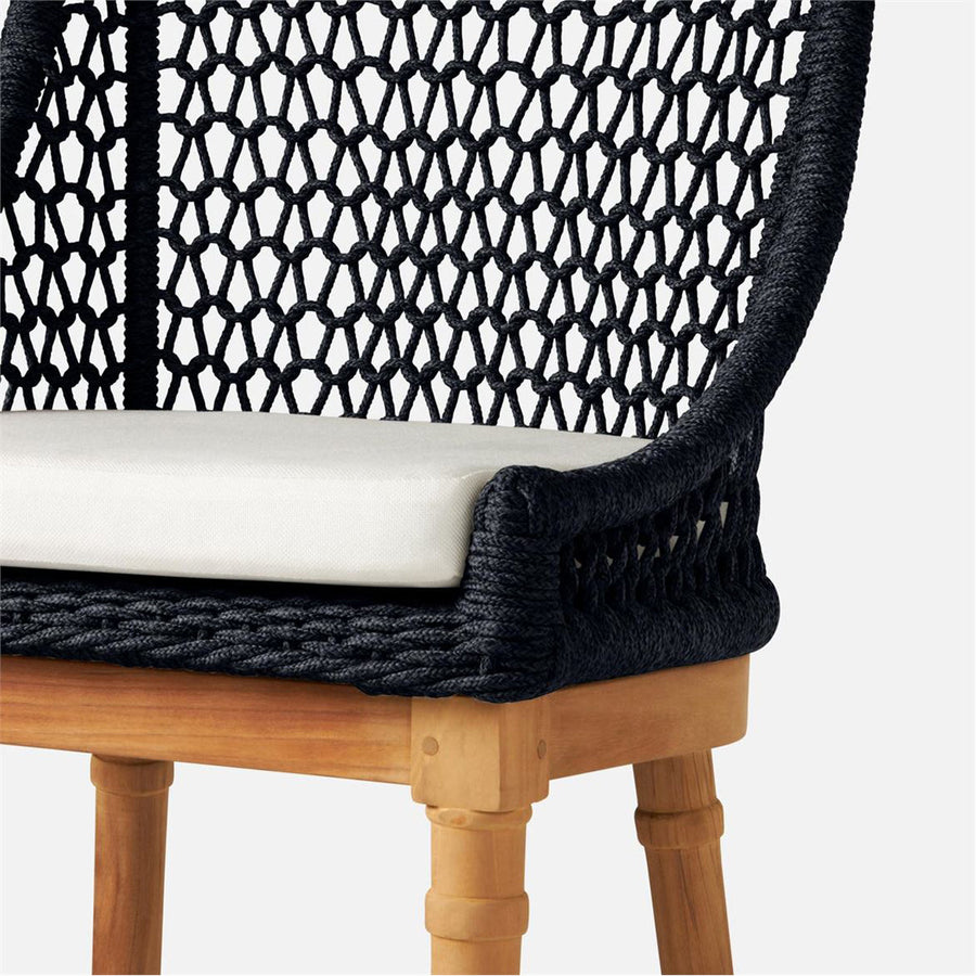 Made Goods Chadwick Woven Rope Outdoor Bar Stool in Weser Fabric