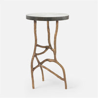 Made Goods Genevier Brass Tripod Base Side Table in Faux Shagreen