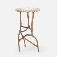 Made Goods Genevier Brass Tripod Base Side Table in Shell