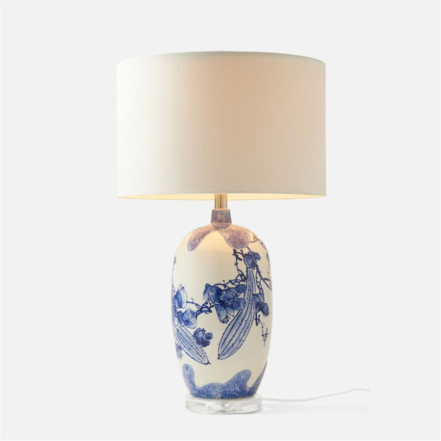 Made Goods Aziah Table Lamp in Blue White Gloss Ceramic