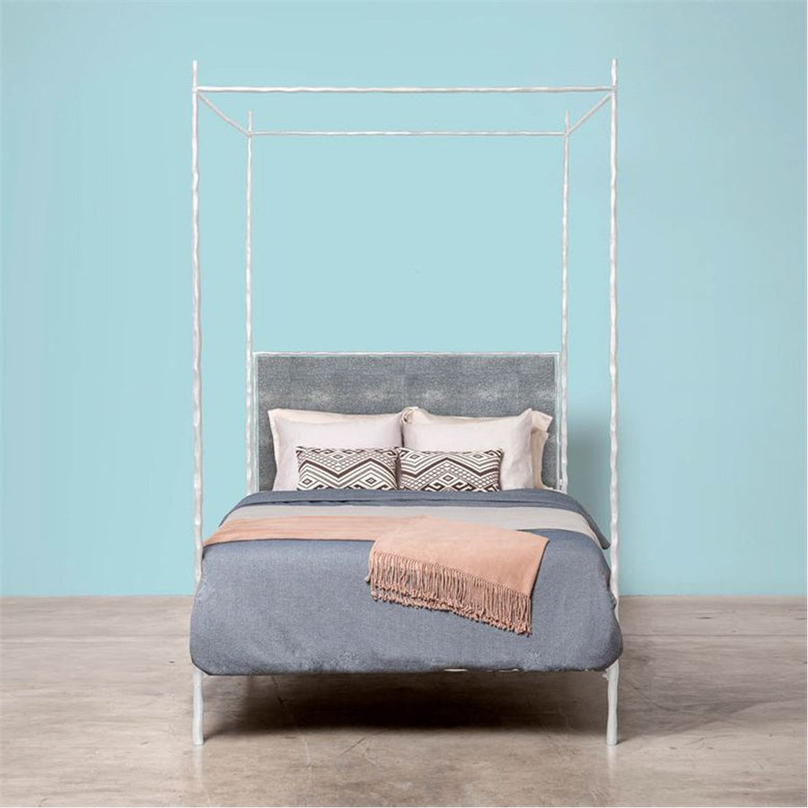 Made Goods Brennan Tall Textured Canopy Bed in Faux Shagreen