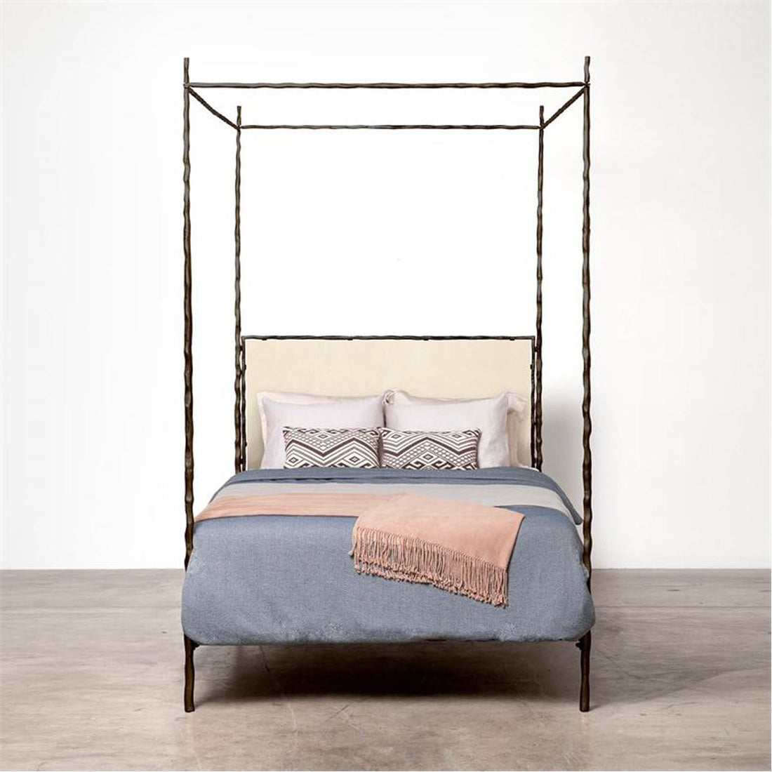 Made Goods Brennan Tall Textured Canopy Bed in Faux Shagreen