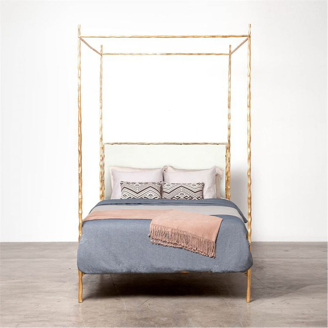 Made Goods Brennan Tall Textured Canopy Bed in Bassac Leather