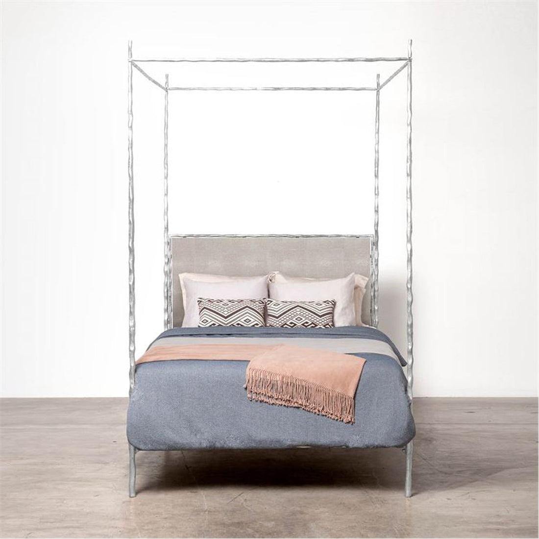 Made Goods Brennan Tall Textured Canopy Bed in Faux Shagreen