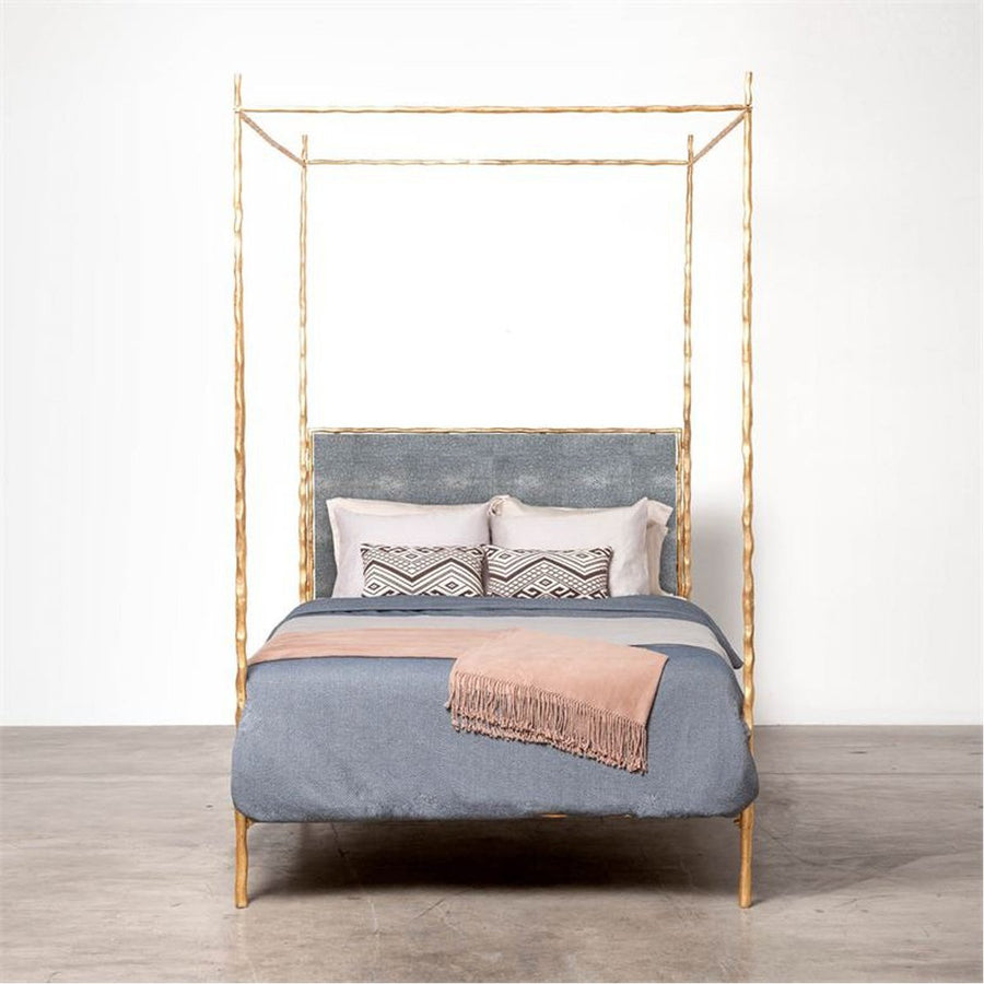 Made Goods Brennan Tall Textured Canopy Bed in Faux Shagreen