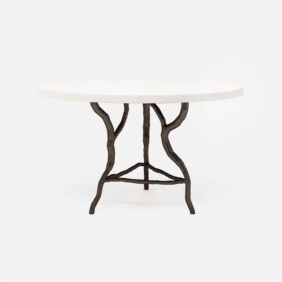 Made Goods Royce Abstract Branch Round Dining Table in Faux Shagreen Top