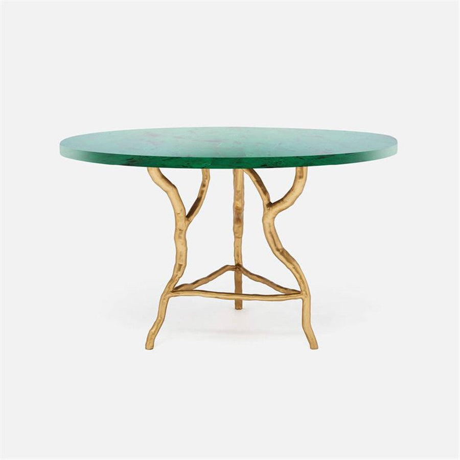 Made Goods Royce Abstract Branch Round Dining Table in Emerald Shell Top