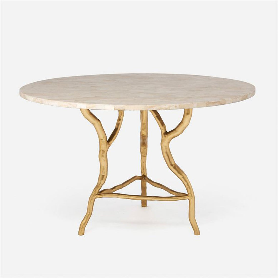 Made Goods Royce Abstract Branch Round Dining Table in Stone