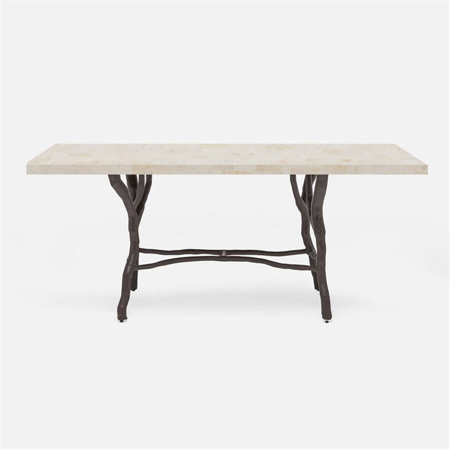 Made Goods Royce Abstract Branch Rectangular Dining Table in Stone Top