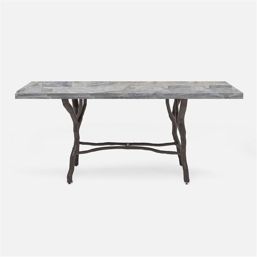 Made Goods Royce Abstract Branch Rectangular Dining Table in Stone Top